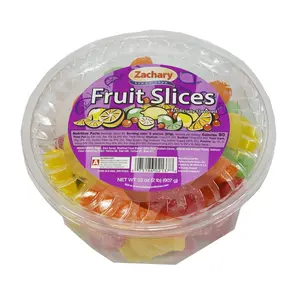 Zachary Multi-Colored Fruit Slices Jelly Candies, 32 oz Tub - Low Sugar Chewy Natural Snack, Sugar-Coated Bite-Sized Fruity Treat, Bulk Sweets for Adult Parties