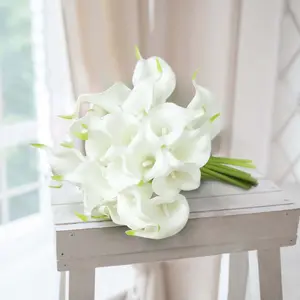 20 Stems White Artificial Poly Foam Calla Lily Flowers 14"