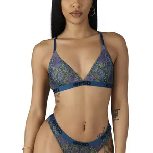 PSD Womens Floral Color Blast Triangle Bralette - Breathable Mesh Fabric Bralette with Adjustable Straps, Soft Comfortable and Cute Womenswear