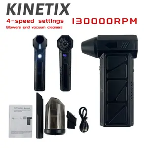 KINETIX Electric Air Duster, 130000RPM Brushless Motor, Compressed Air Duster, Mini Blower with One-tap Booster, 4 Gears Adjustable, Electric Duster for PC,  Electronics and Workbench  turbo jet  snow blower turbo jet blower blower cordless snow blower