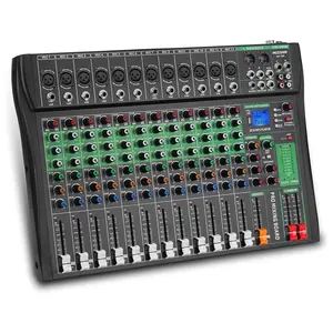 12 Channel Audio Mixer, Professional Sound Board Music Mixer Digital DJ Mixers with 48V Phantom Power, Bluetooth MP3 USB Interface Studio Mixing Console Analog Mixer (AX-120) streaming  equipment Recording Compact
