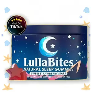 LullaBites Natural Sleep Gummies - 30 Servings -Sweet Strawberry Stars (Melatonin Free) - plant-based formula designed for those seeking a nighttime routine without melatonin. Infused with botanical extracts and key minerals