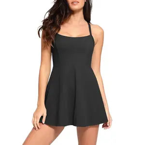 Popilush The Shapewear Dress Pet Hair Resistant Crisscross Back Workout Shapewear Dresses Casual Comfort