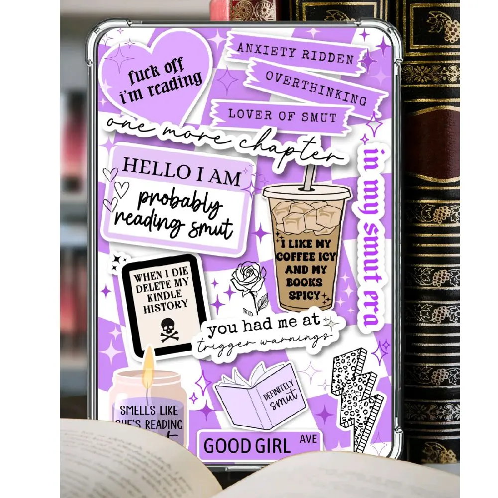 Clear Case Purple Smut Cardstock Insert for Kindle | Book Lover Gift | Bookish Stickers for Kindle | Booktok Kindle Sticker Insert  | Aesthetic Kindle Decor Accessories | Purple Coffee