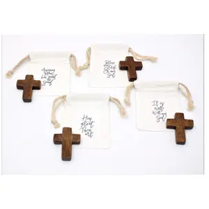 2" Wood Pocket Cross in Pouch, 4 assorted ©Border Bloom