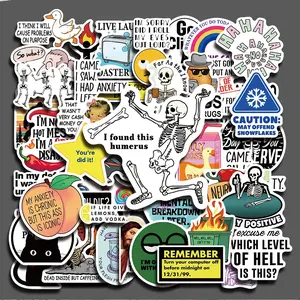 50PCS Snarky Meme Aesthetic Stickers Pack, Funny Sarcastic Humor Quote Vinyl Stickers for Laptop Water Bottle Phone Case Skateboard Journal Scrapbook DIY Decoration