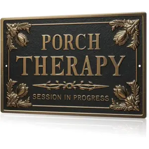 Porch Therapy Tin Sign Porch Therapy Session in Progress Wall Decor for Front Back Porch Patio Decoration Deck Bar Garden Backyard Decor 8 X 12 in