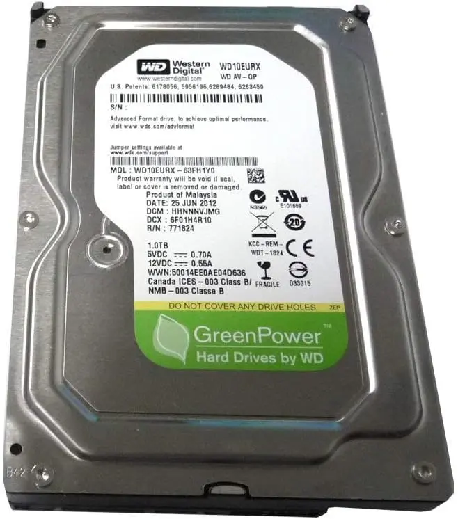 Refurbished WD Green 1TB 3.5 Inch SATA Hard Drive HDD for Desktop PC DVR NVR Storage