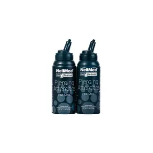NeilMed Piercing Spray -Duo Travel Bundle Two 75mL Fine Mist Cans- Sterile Saline Solution for Safe Natural Healing of Irritated Piercings No Irritation No Stinging Healthcare Therapeutic Healthy Treatment to Heal Piercings