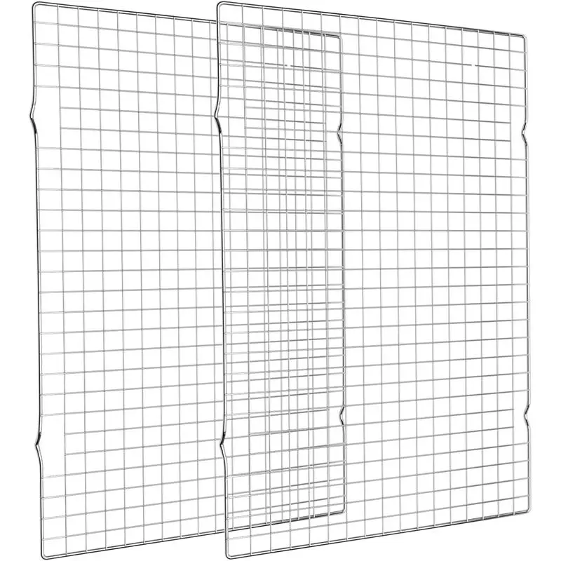 Cooling Rack for Baking 2-Pack, 16x10 Inches Baking Rack, Thick Wire Cookie Rack for Cooking, Roasting, Grilling, Drying, Oven Safe, Fits Half Sheet Pan, Silver