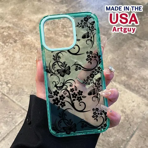 Skinny Silicone Smartphone Case for iPhone 17/16 Plus/16/15 Pro Max/14/13/12/11 - 1.2mm Flower Line Pattern, Non-Yellowing, Shockproof, Lightweight Transparent, Non-Slip Casing with Protection, Mobile Phone Accessories