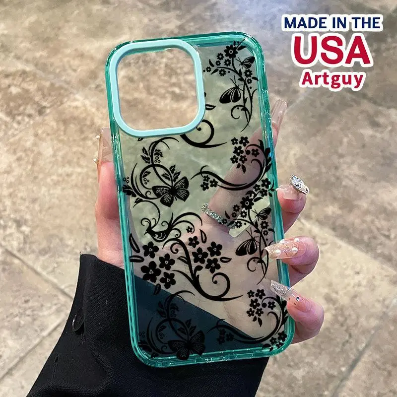 Skinny Silicone Smartphone Case for iPhone 17/16 Plus/16/15 Pro Max/14/13/12/11 - 1.2mm Flower Line Pattern, Non-Yellowing, Shockproof, Lightweight Transparent, Non-Slip Casing with Protection, Mobile Phone Accessories