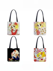 Cartoon Candy Candy Handbag Women Casual Linen Totes Underarm Top Handle Bag Lady Shopping Travel Bags