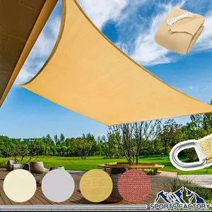 HOMEYA Sun Shade Sail,  8 / 12 / 16 / 20 FT Rectangle UV Block Sunshade Canopy for Backyard Yard Deck Patio Garden Outdoor Activities and Facility, Sand
