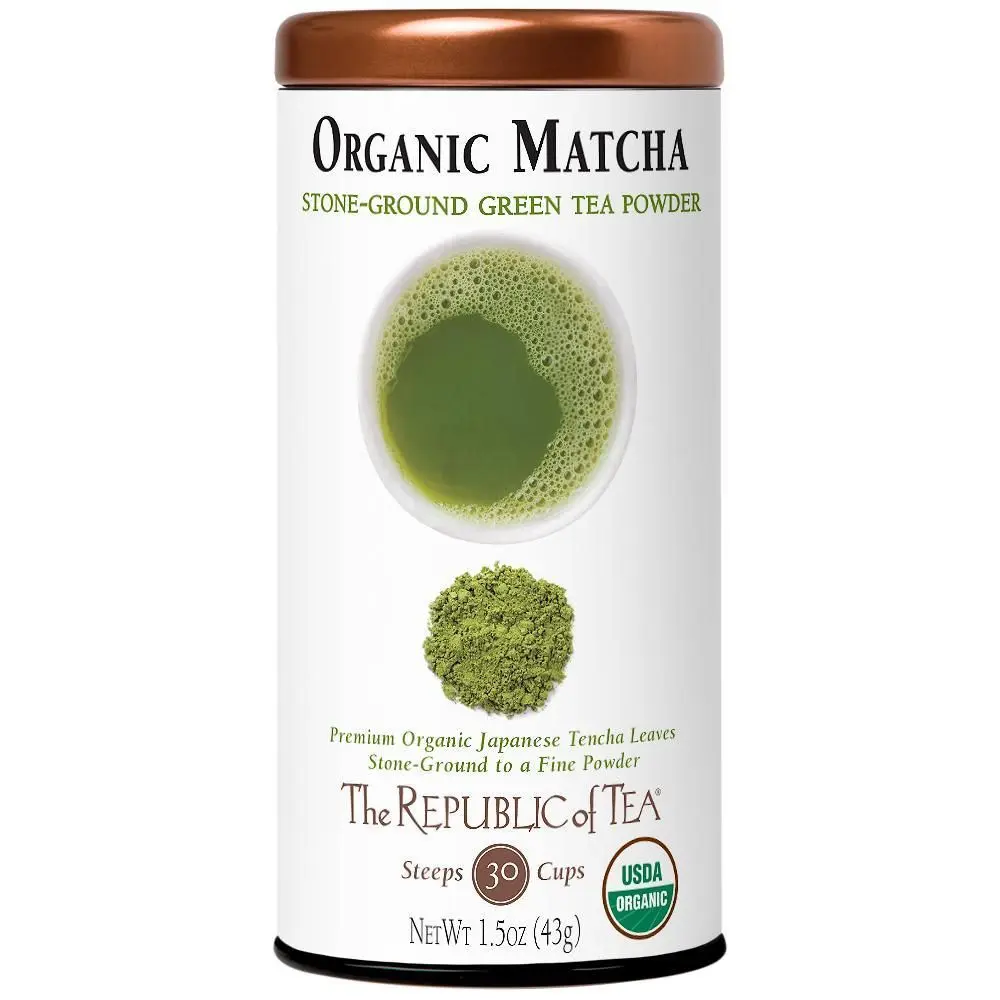 The Republic of Tea - Organic Full-Leaf Japanese Matcha Green Tea Powder - 1.5 oz Tin | Steeps 30 Cups