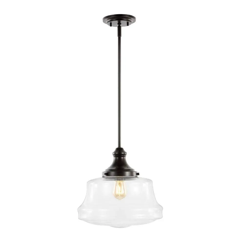JONATHAN Y Iron-Glass Material Vintage Style LED Pendant - Eco-Friendly Bulb Included Decorative Light for Living Room, Kitchen