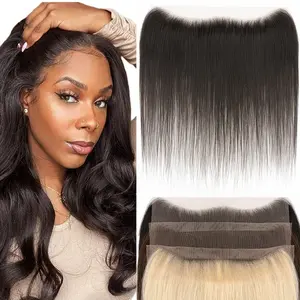 8*30CM Human Hair Forehead Hairline Invisible Hair Topper Lace Frontal Lace Hairpiece For Women