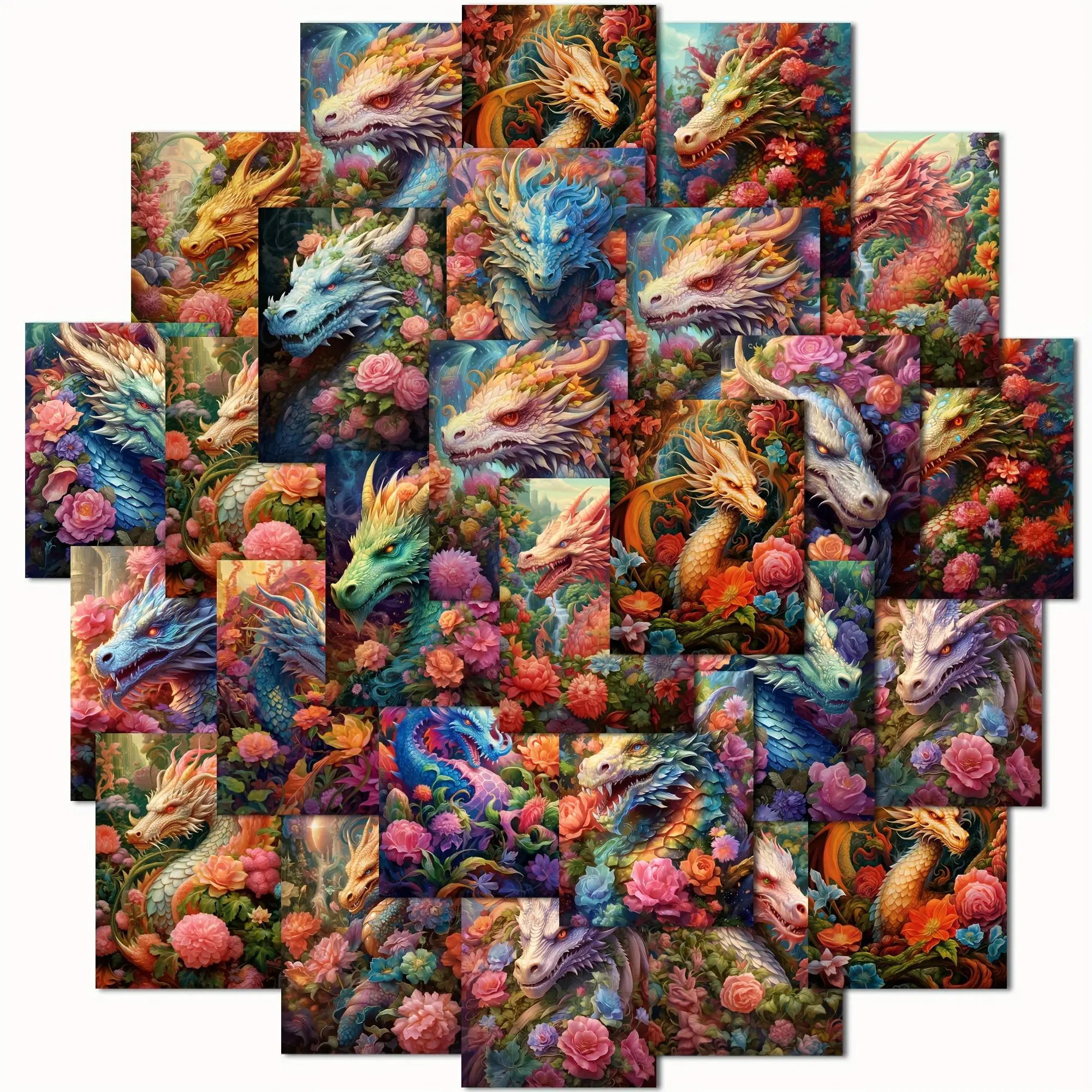 Dragon Pattern Self-adhesive Sticker, 72pcs/set Colorful Dragon Themed Decorative Sticker, Art Stickers, Aesthetic Stickers, DIY Crafts Stickers, DIY Decals for Scrapbooking, Journaling, Gift Wrapping, Sticker Packs, Scrapbook Accessories