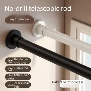 No-drill telescopic rod, adjustable and reusable clothes drying rod, wardrobe support rod, cabinet support rod, drying rod, shoe cabinet, storage rod, shower curtain rod, home use, bathroom accessories