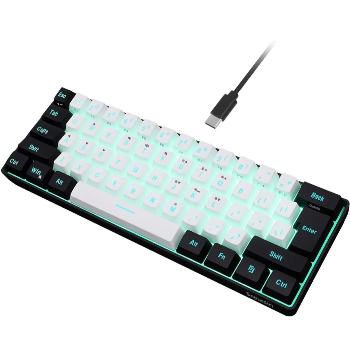 60% Wired Gaming Keyboard, RGB Backlit Mini Keyboard, Waterproof Small Ultra-Compact 61 Keys Keyboard for PC/Mac Gamer, Typist, Travel, Easy to Carry on Business Trip