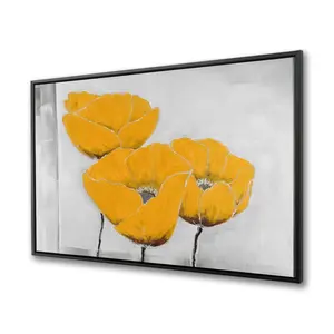 Begin Home Decor C1FC3648VXXUZO 36 x 48 in. Three Yellow Flowers - Botanical Canvas Art for Home Decor