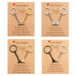 2Pcs Valentines Day Girlfriend Boyfriend Pinky Promise GiftMatching Couples Stuff Gifts, One Year Anniversary Birthday Cute Pinky Promise Keychian Key Ring Gifts for Him His Her Bf Gf Women Men Best Friend Wife