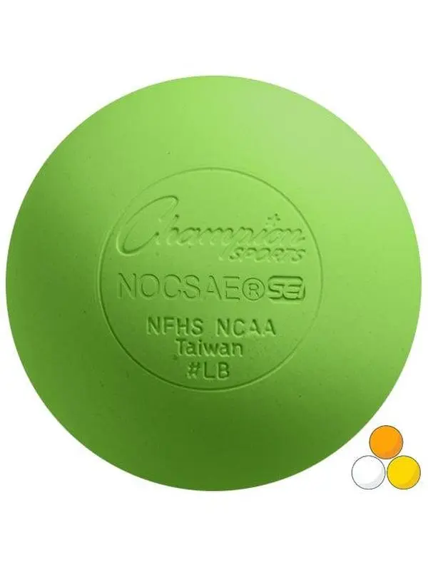 Neon Green Champion Sports Lacrosse Ball - NOCSAE Standard Compliant, SEI Certified, Lacrosseball, Molded Rubber