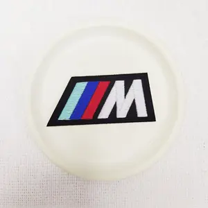 1pcs Tricolor Stripe M Logo Embroidered Patch, Car Enthusiast Badge, DIY Decoration for Hats Bags Shoes Clothes, Durable Heat Transfer Print