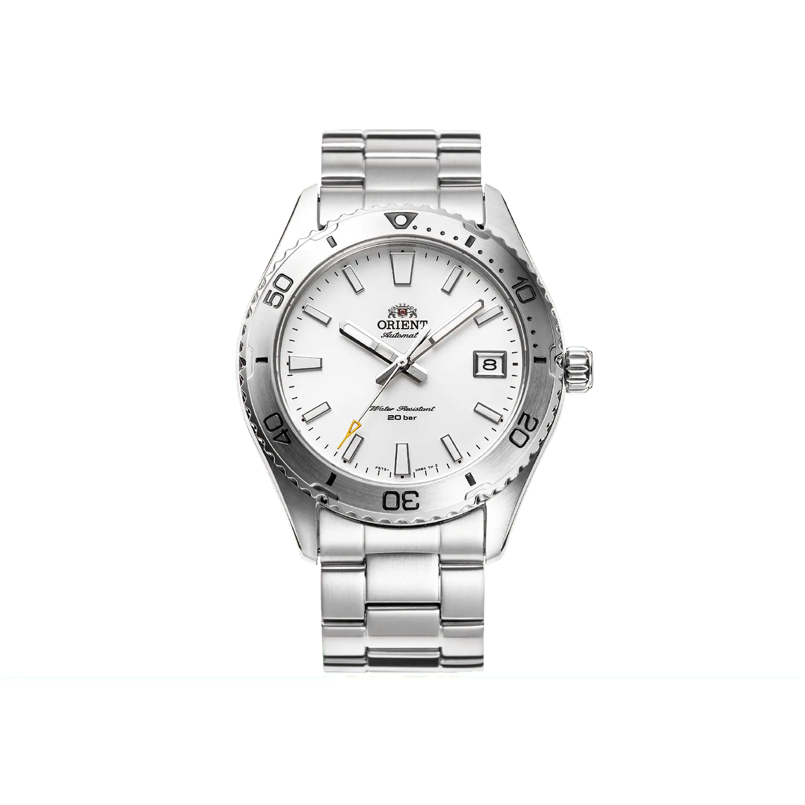 Orient Men's Analog Diver Mechanical Stainless Steel Watch - 100M-200M Water Resistance, White Dial, 120-Click Bezel, Luminous, Date Display, Sapphire Crystal, RA-AC0Q03S30B, Analog Watches, Mechanical Watches