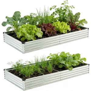 8x4x1ft(2 PCS) Galvanized Raised Garden Bed,Outdoor Planter Box Metal Patio Kit Planting Bed for Vegetables  ,