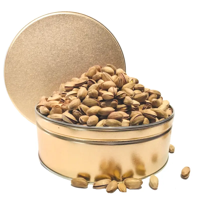 Roasted Salted Antep Turkish Pistachios Gift Tin (2 lbs.) – Crunchy Nut Snack in Gift Tin, Premium roasted pistachios with light salting, convenient gift tin, versatile for snacking and baking