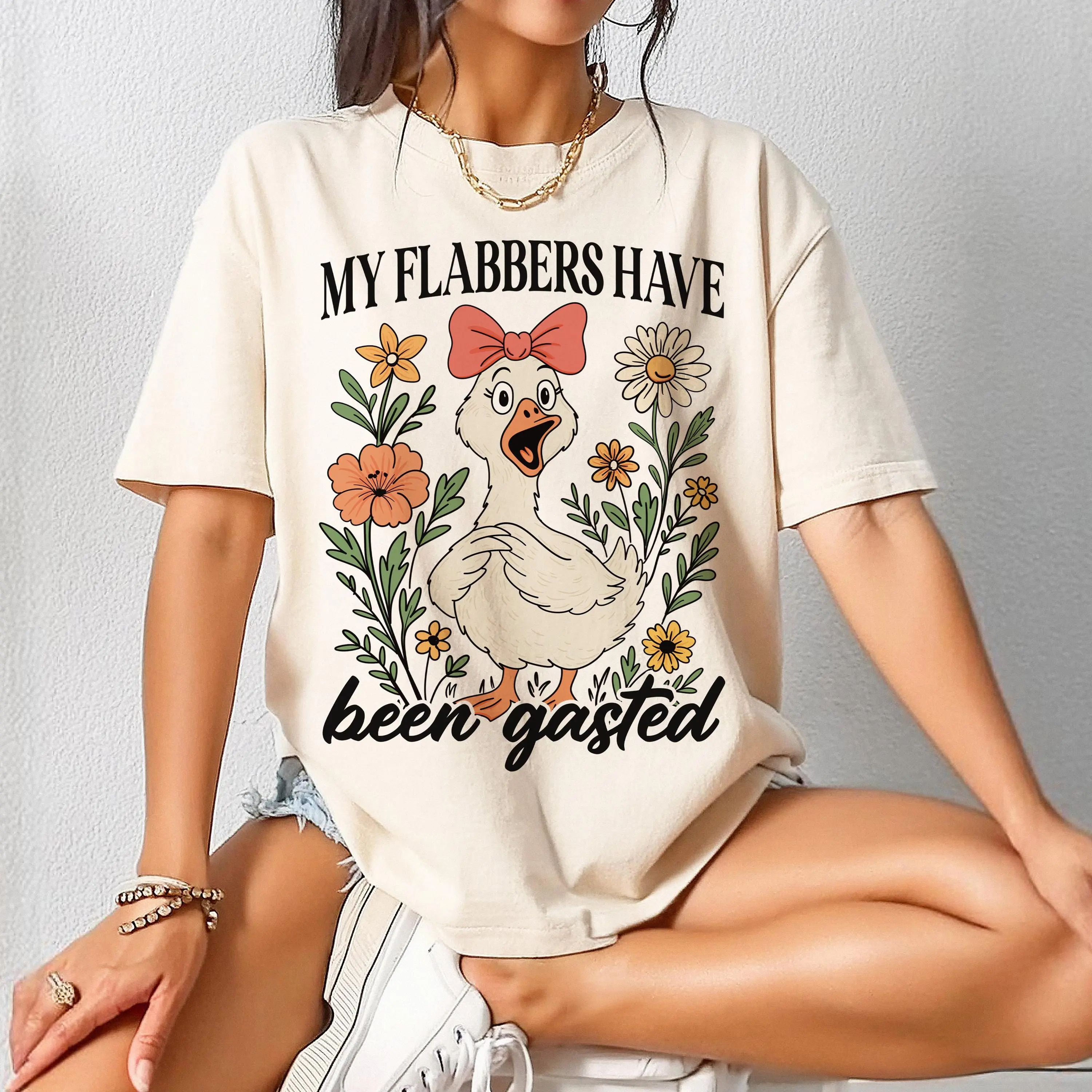 [Ssummer outfits]My Flabbers Have Been Gasted Shirt, Gag Gift Rude Goose Mood Snarky Animal Tee, Sarcastic Goose Humor T-Shirt, Attitude Adult Humor Fun Goose Teee