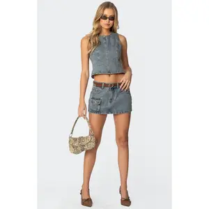 Edikted Women's Quinlan Denim Cargo Mini Skirt - Multicolor