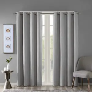 Sun Smart Maya Blackout Curtains Patio Window, Textured Heatherd Print, Grommet Top Living Room Decor Thermal Insulated Light Blocking Drape for Bedroom and Apartments, 50x63, Grey