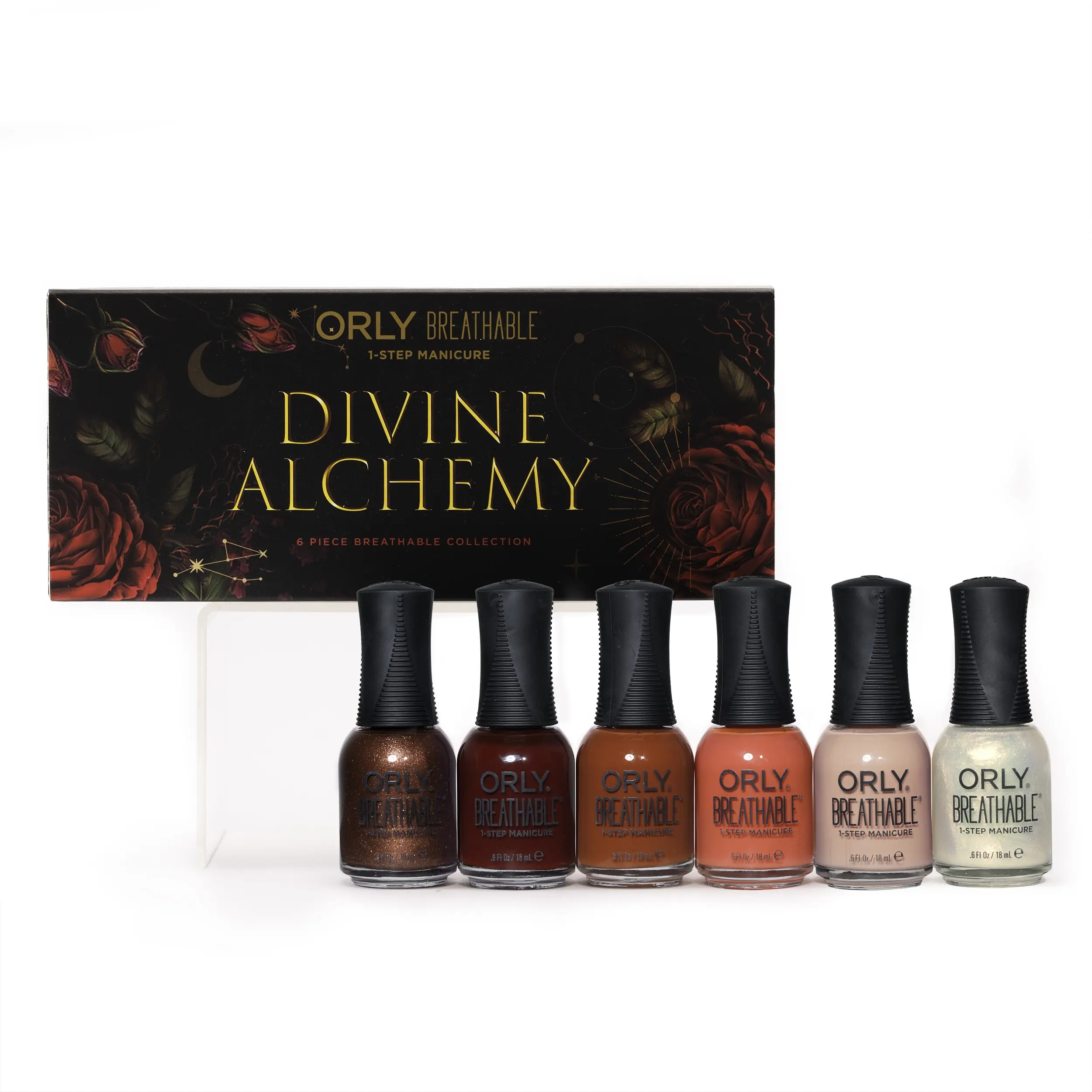 ORLY Breathable Nail Polish Divine Alchemy Collection 6 Piece Set with Gilded Shimmers in Opulent Red and Lush Pink Shades