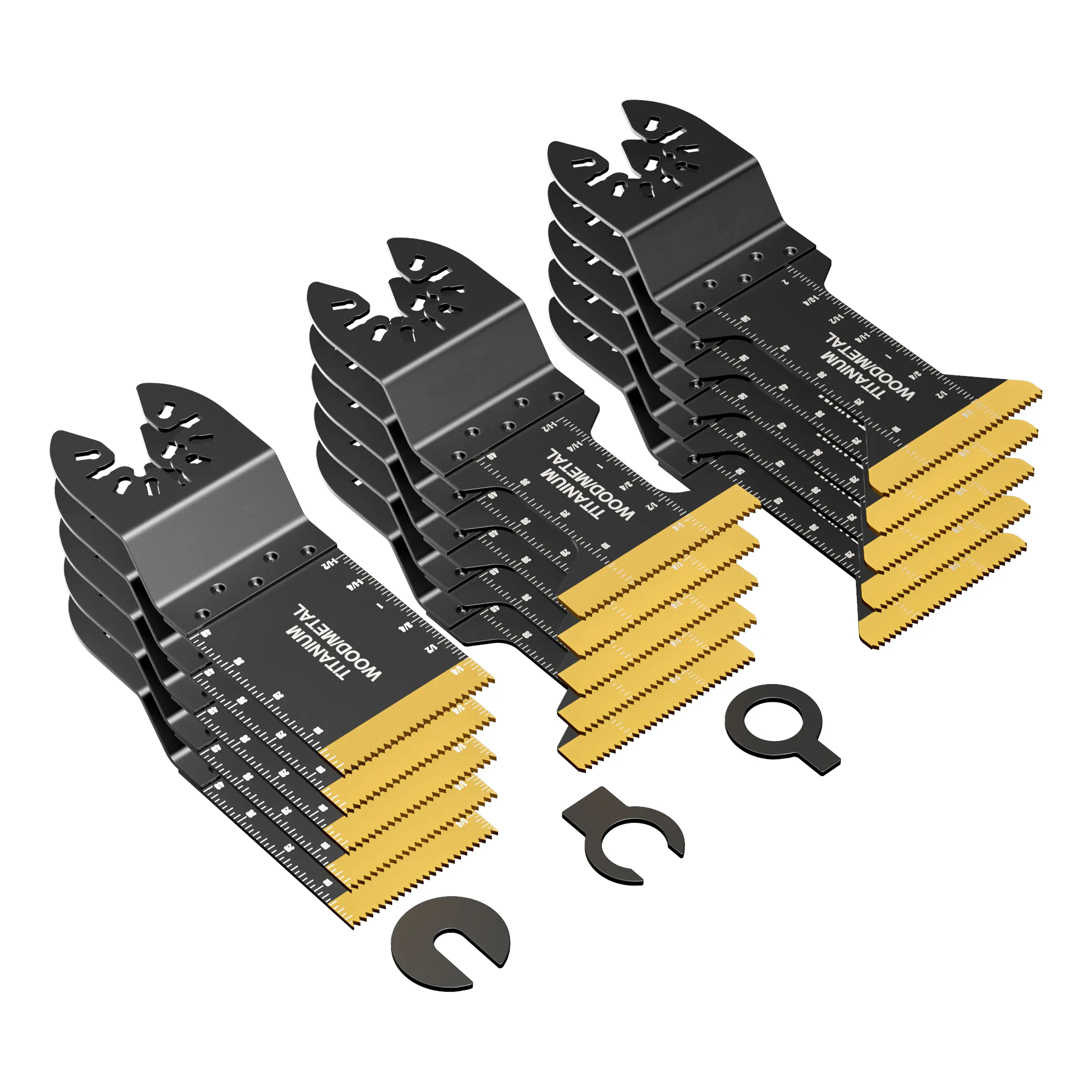 15PCS Titanium Oscillating Saw Blades,Universal Multitool Blades for Metal Nails Hard Material and Wood Plastic,Multi Tool Blades Kits Fit All Models