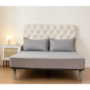 Solid Color Waterproof Mattress Cover Twin Full Queen King Size,Deep Pocket Fitted Bed Sheet Soft Embroider Pillowcase for Bedroom Guest Room Accessories