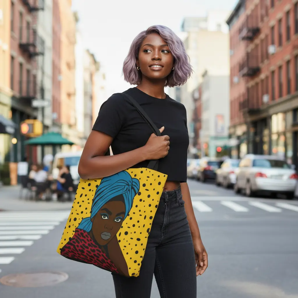 Women's Reversible Polyester Tote Bag with Cheetah Print, Modern Afro-Glam Design for Beach & Errands, with Black Cotton Handles