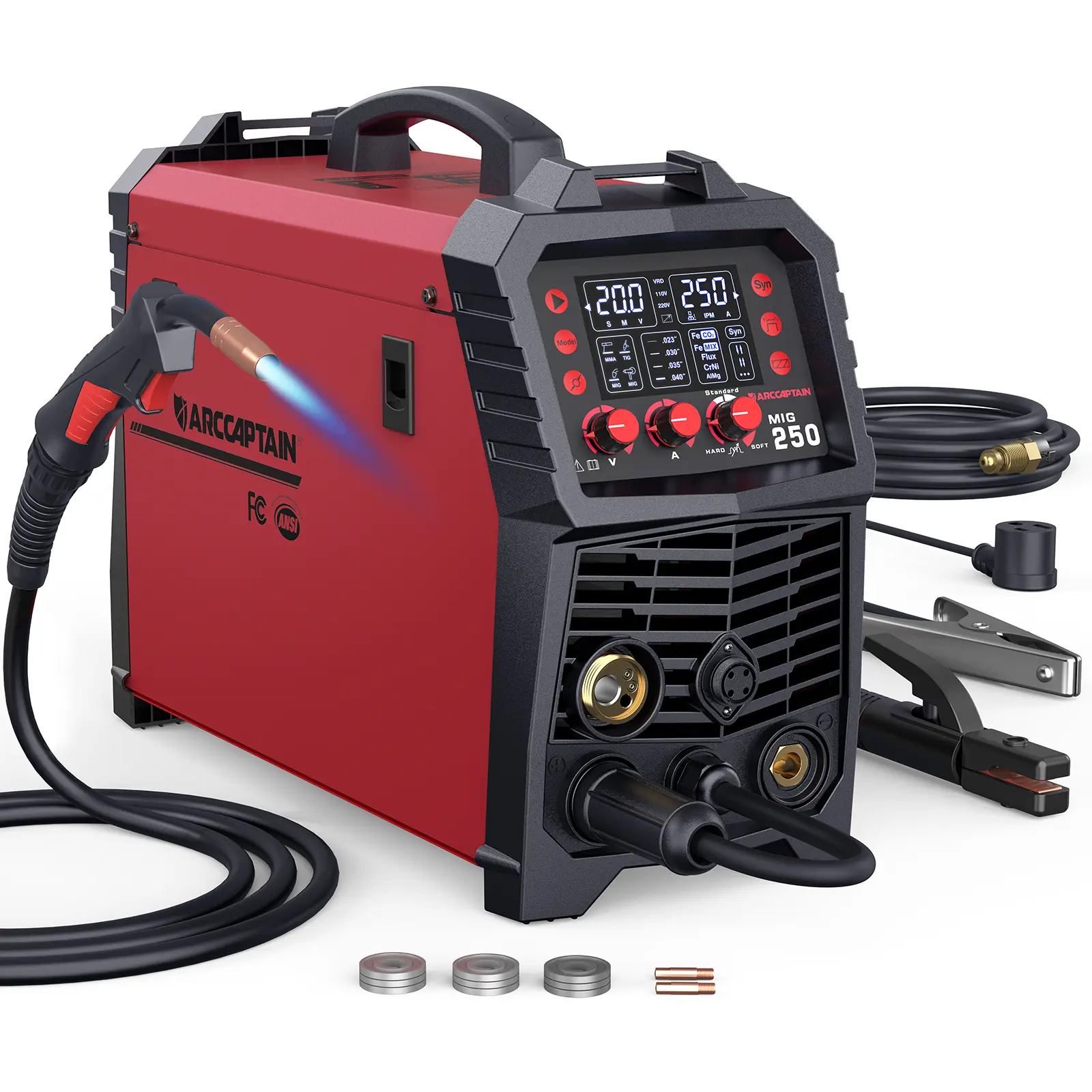 ARCCAPTAIN MIG250 Multi Process Welder 250 Amps MIG Welder Welding Machine Heavy Duty Work Portable Welder welder machine