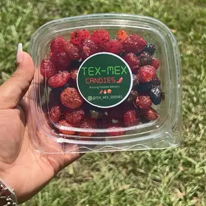 Chamoy Gushers - Spicy Rice Candy with Colorful Raisins in Clear Plastic Container