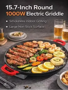 Aesthetic Breakfast Pan | Healthy Maifan Stone Non-Stick Griddle | Perfect Eggs & Pancakes （PFOA Free） Outdoor Charcoal Grill with Smoker Function Infrared Gas Steak Meat Resting Blanket Handle Hooded Portable for BBQ Vegetable-Buttered Carbon Steel