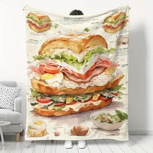 Sandwich Food Flannel Throw Blanket, suitable for sofa, bed and bedroom. It can be used as an air - conditioning blanket, a lunch - break blanket, and is suitable for all seasons. It is a perfect holiday gift blanket and decorative blanket.