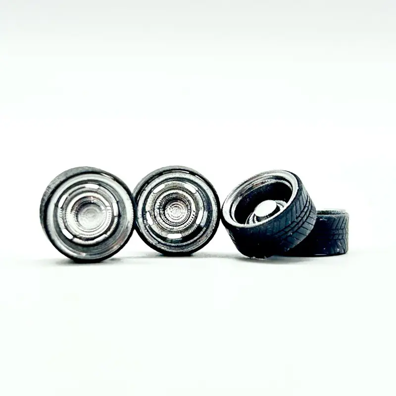 12mm Chrome Staggered Rally 3D Wheels for Hot Wheels - Stylish and Unique Design