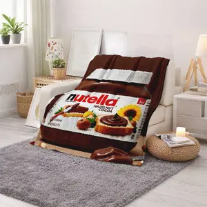 Nutella Inspired Hazelnut Cocoa Spread Print Blanket Cozy Home Decor for Living Room Bedroom and Dormitory Perfect for Adults and Teens Ideal Christmas Thanksgiving and Birthday Gift for Chocolate Lovers and Food Enthu