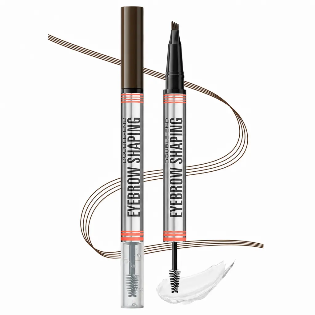 2-in-1 Dual-Ended Microblading Pen & Tinted Gel Waterproof Sweat-Proof Humidity-Resistant Non-Clumpy Smooth All-Day Long-Lasting Eyebrow Makeup for Summer Music Festival brow lapiz de cejas natural hair-like stroke powder adhesive tape brush thickener