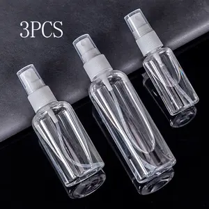 3pcs Reusable Transparent Plastic Spray Bottles, 30ML/60ML/100ML Leak-Proof Fine Mist Sprayers, Travel Containers for Essential Oils/perfume/cleaning Solutions
