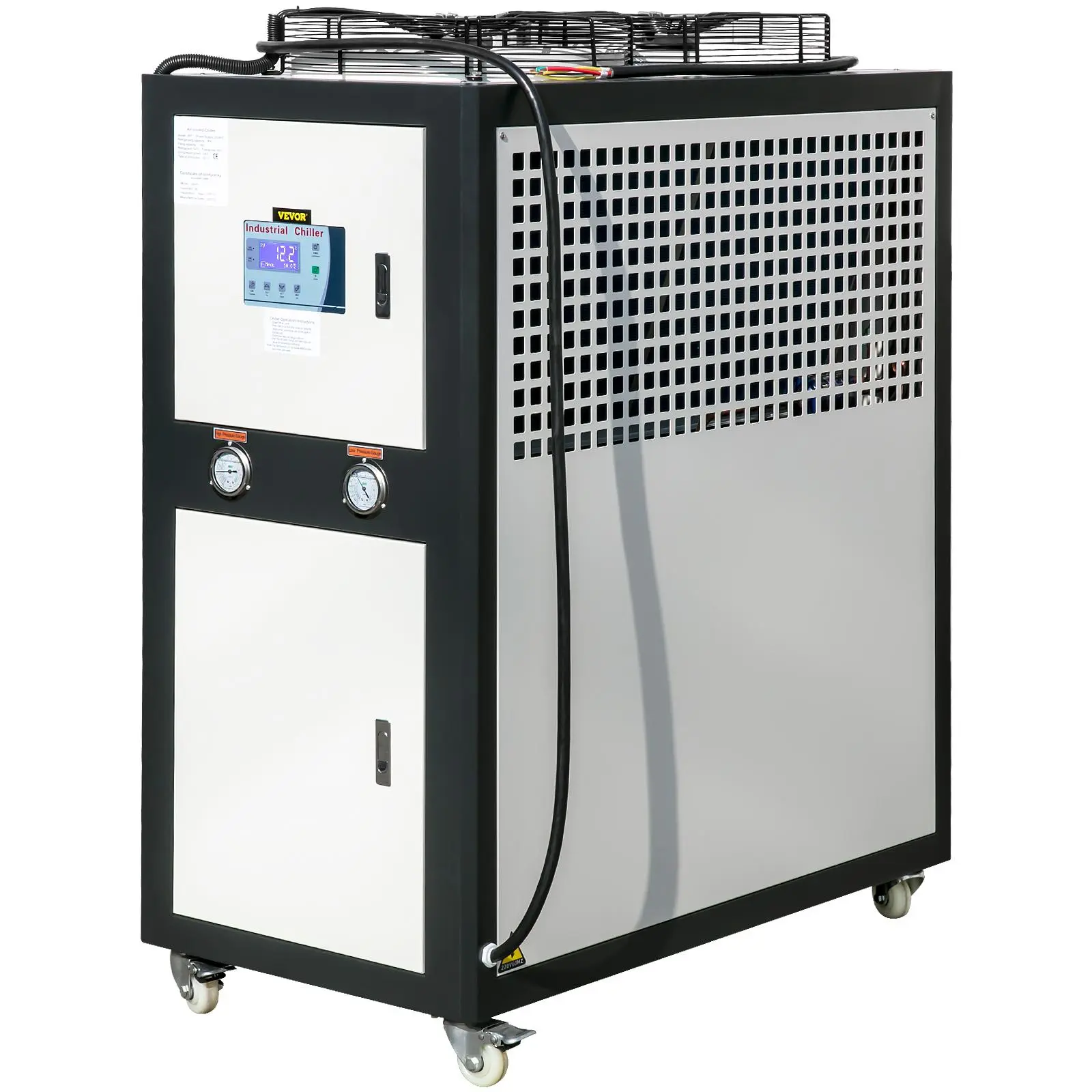 【summerfinds】VEVOR Water Chiller 6Ton Capacity, Industrial Chiller 6Hp, Air-Cooled Water Chiller, Finned Condenser, with Micro-Computer Control, Stainless Steel Water Tank Chiller Machine for Cooling Water