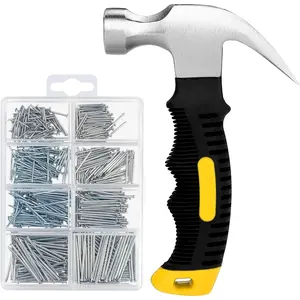700PCs Nails Assortment Kit & 8oz Hammer, Small Hammer  Hanging Wall Art Decor, Picture Frame, 350 Roofing/Wall Nails & 350 Finishing Nail