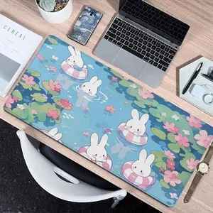 Cute rabbit design non-slip mouse pad rubber rectangular gaming accessories, large washable desk mat for school, office, keyboard, multi-size desktop accessories, an ideal gift for game lovers