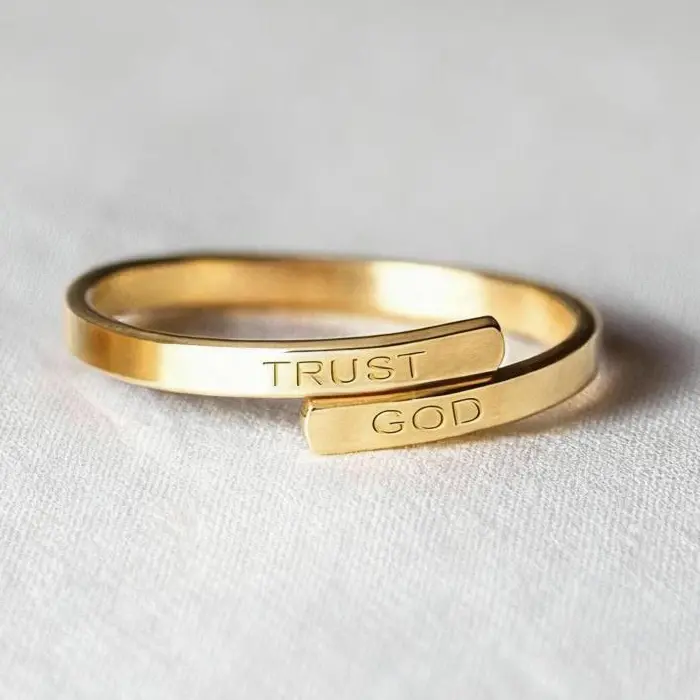 "TRUST GOD" RING-GOLD Adjustable Two-Layer  Ring for Women & Men christmas gifts for gf only gifts for women gifts for your mom Free Size Vintage Religious Stainless Steel Daily Wear box vintage night silk hair wrap portable jewelry